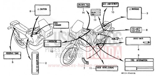 CAUTION LABEL XRV750R de 1994